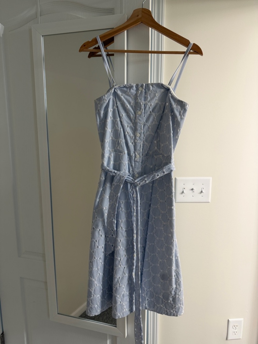 Banana republic Light Blue Eyelet Button-Front Sundress - Sleeveless